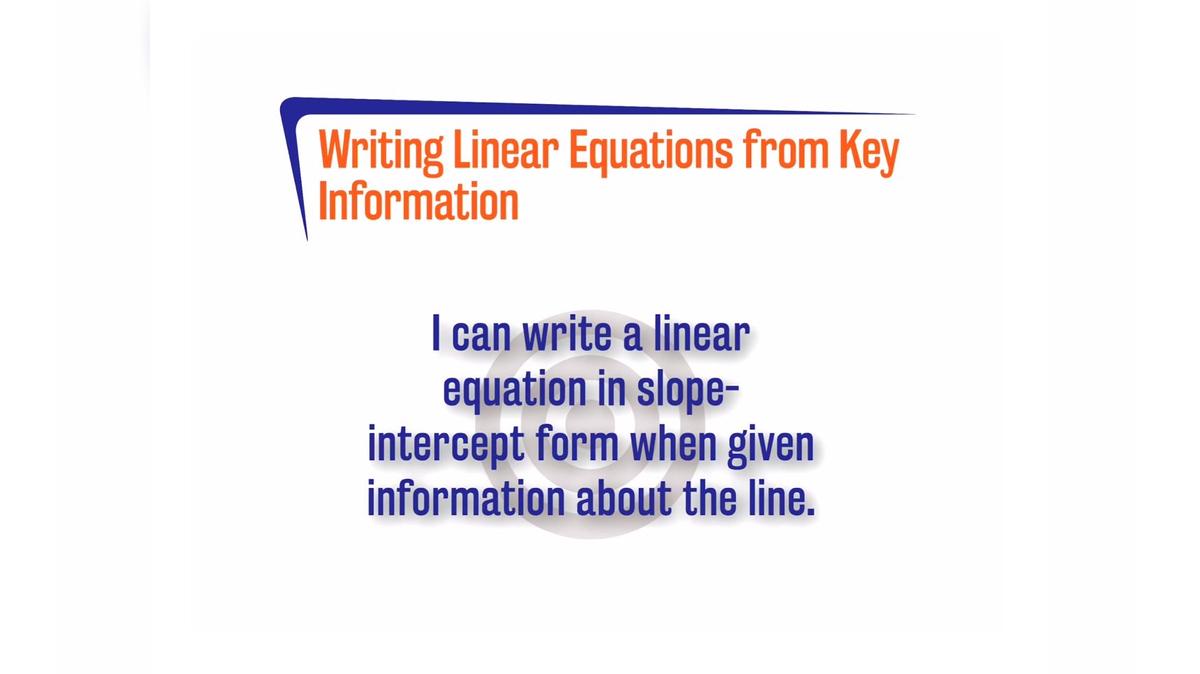 CoreSP 3.4.3 Writing Linear Equations from Key Information