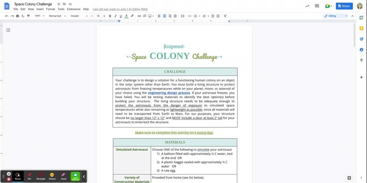 Space Colony Challenge - Astronomy