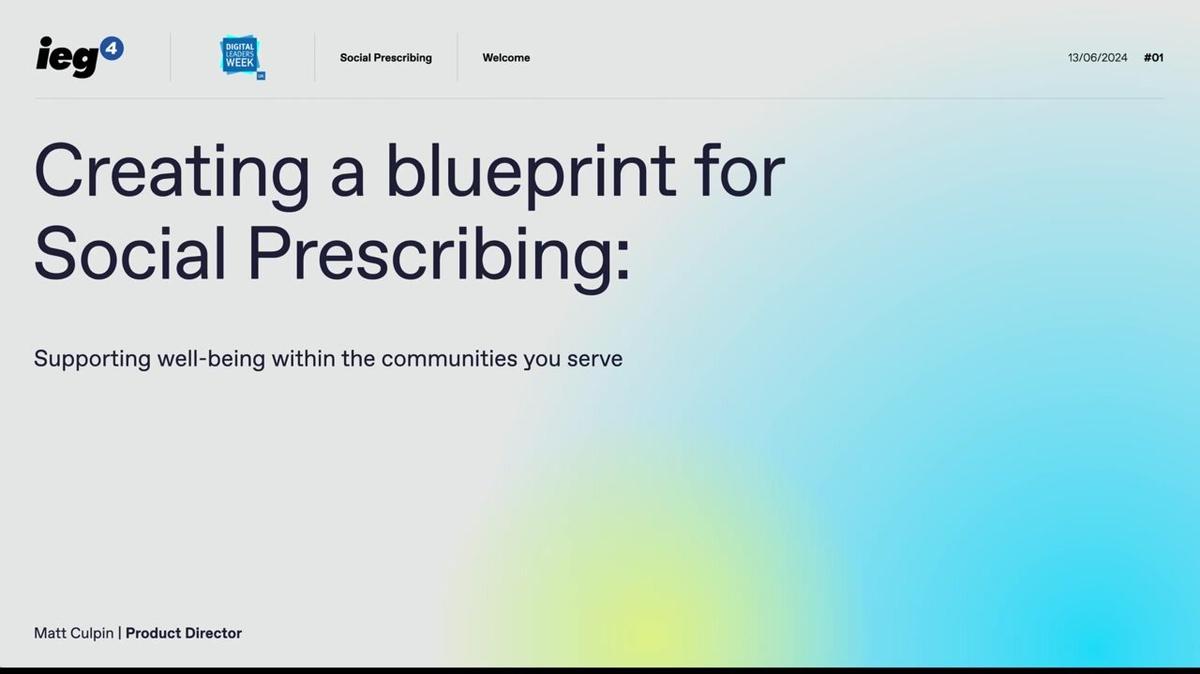 Creating a blueprint for Social Prescribing