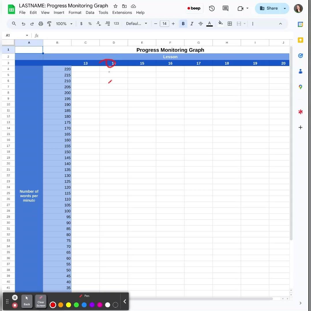 Progress Monitoring Graph - Standard Directions