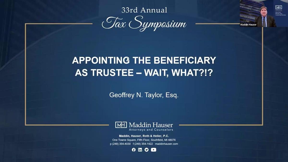 33rd Tax Symposium: Geoffrey Taylor