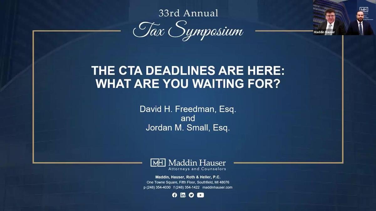33rd Tax Symposium: David Freedman and Jordan Small