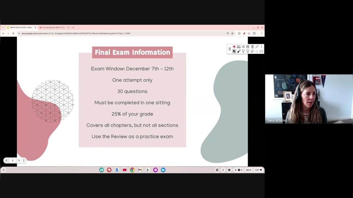 MATH 1010 Fall 2024 Week 16 Recording