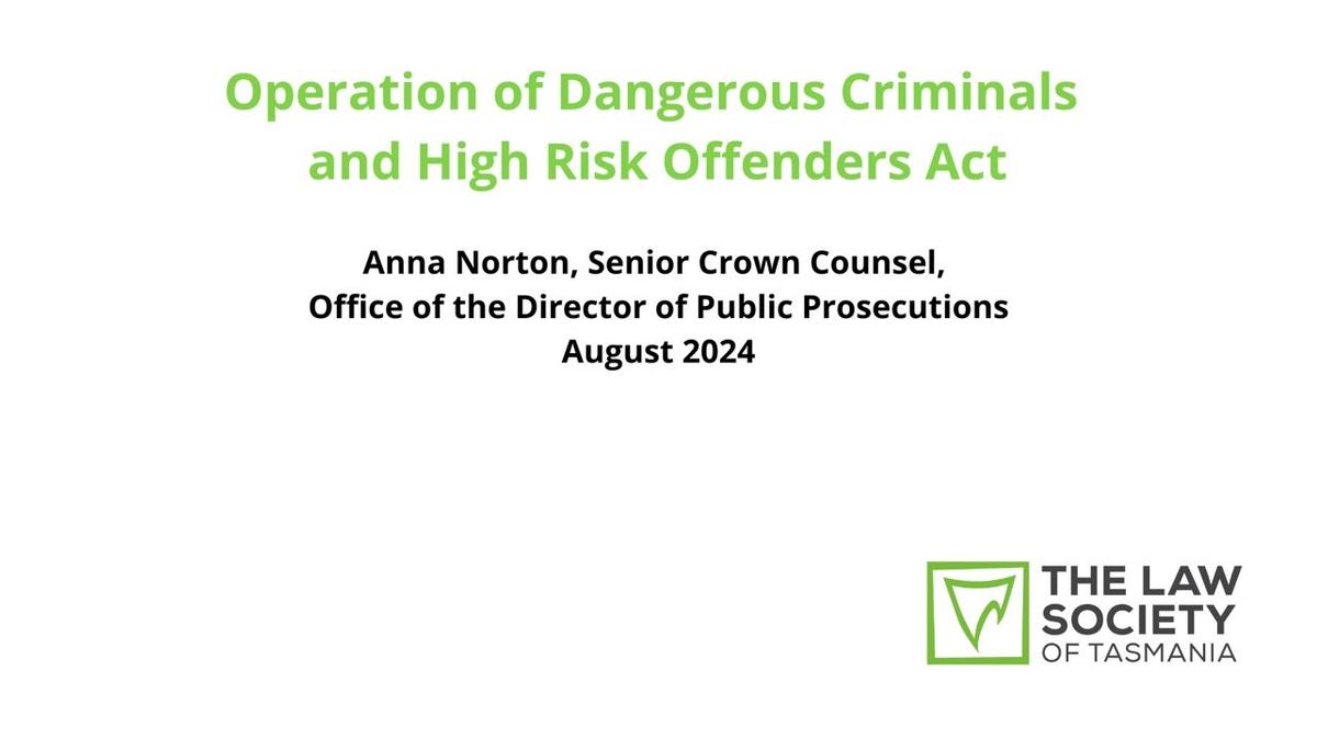 Operation of Dangerous Criminals and High Risk Offenders Act