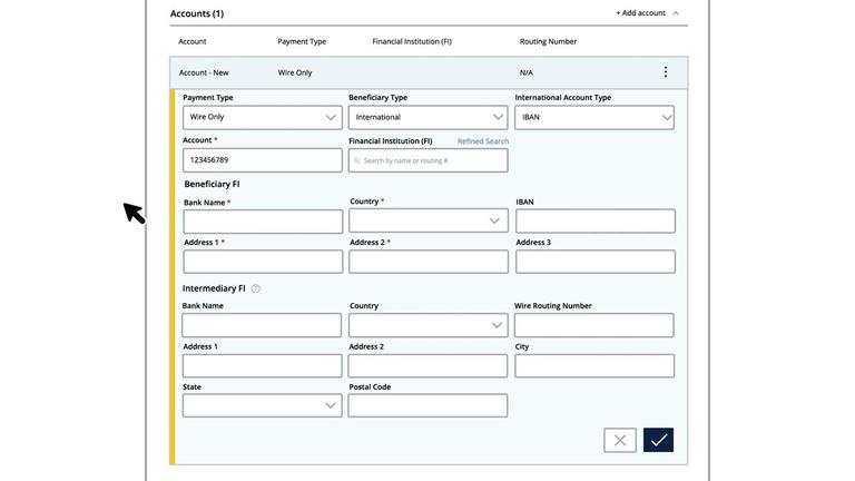Recipient Setup - International Wire Only