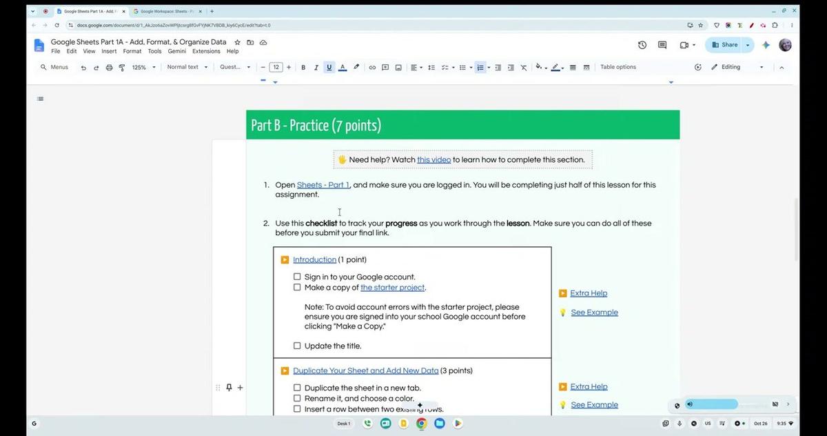 Google Sheets Part 1A - Practice