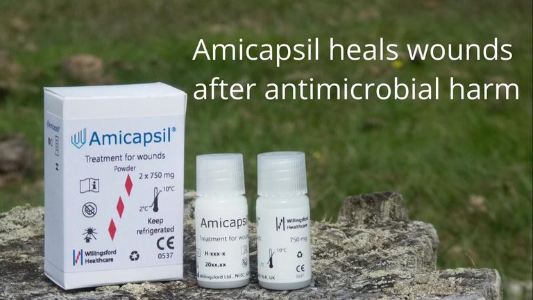 Amicapsil heals wounds after antimicrobial harm - treatment of wounds and pressure ulcers in SCI