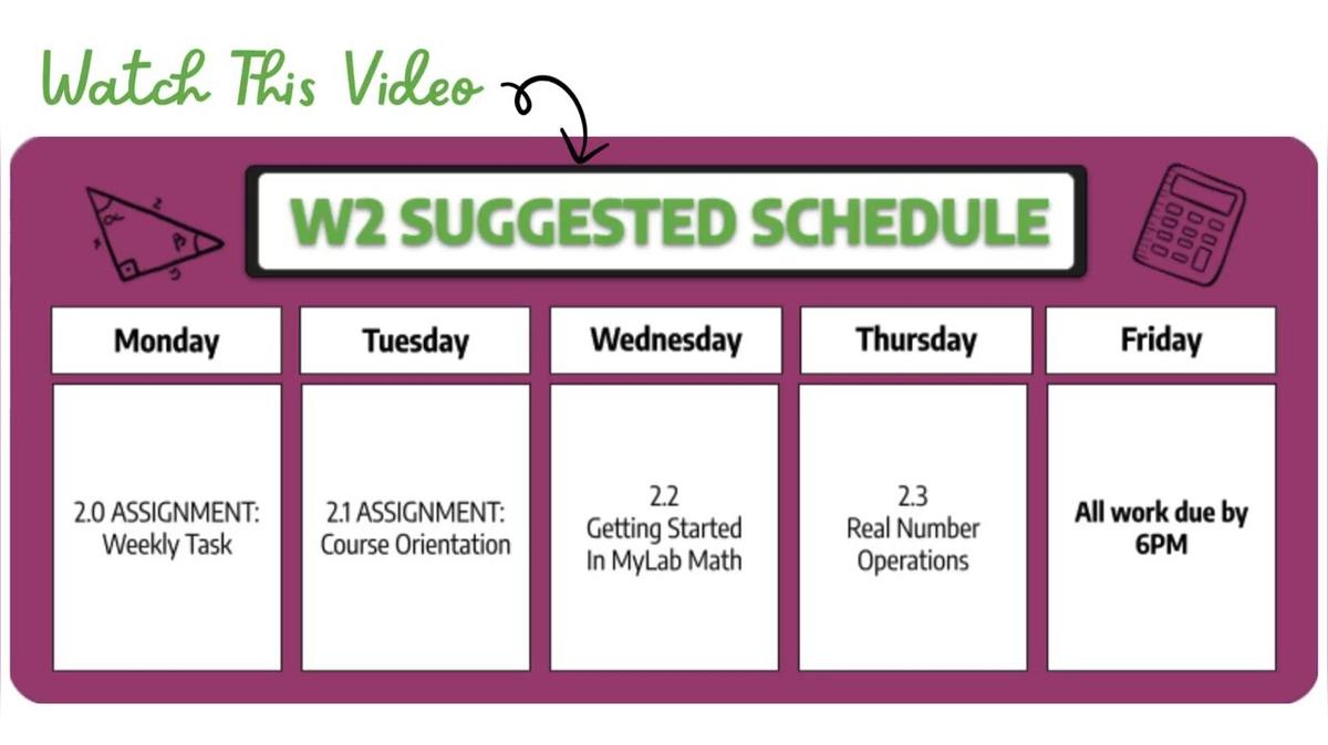Honors Week 2  SM1 - Weekly Video
