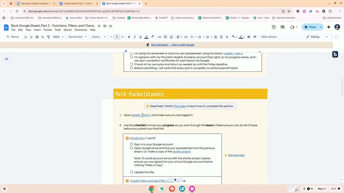 Google Sheets Part 2 - Introduction