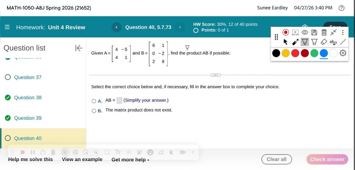 Math 1050 Unit 4 Review #40