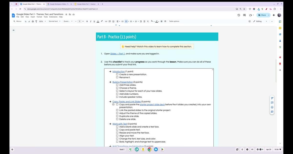 Google Slides Part 1 - Practice Overview