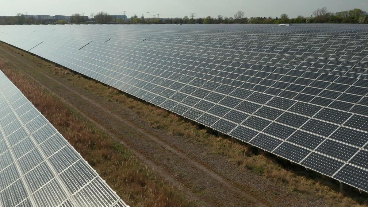 Solar field  in the country aerial