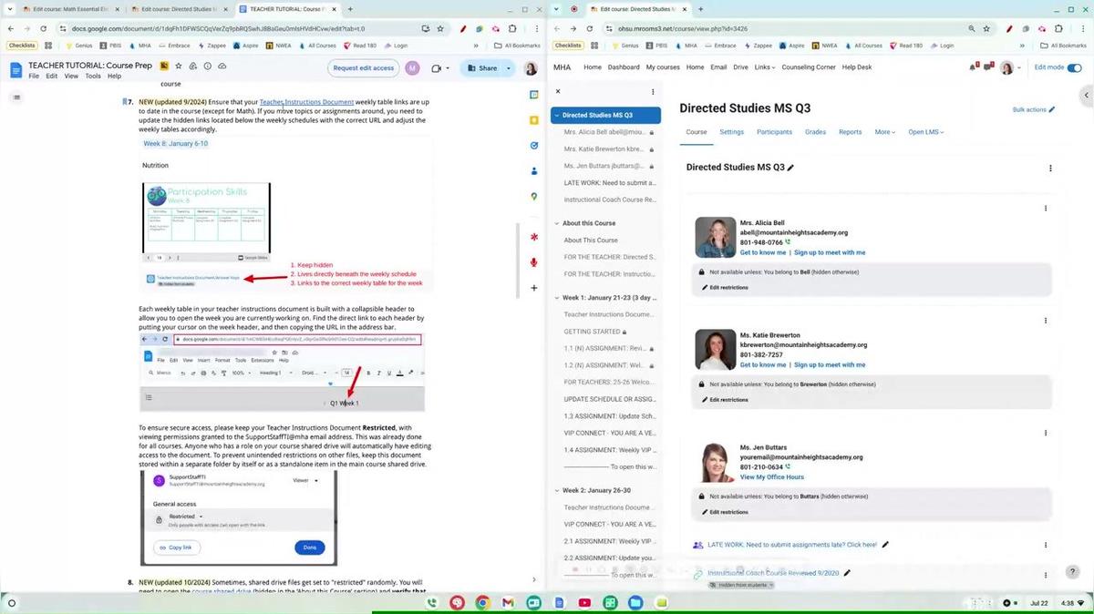 Updating the Teacher Instructions Document