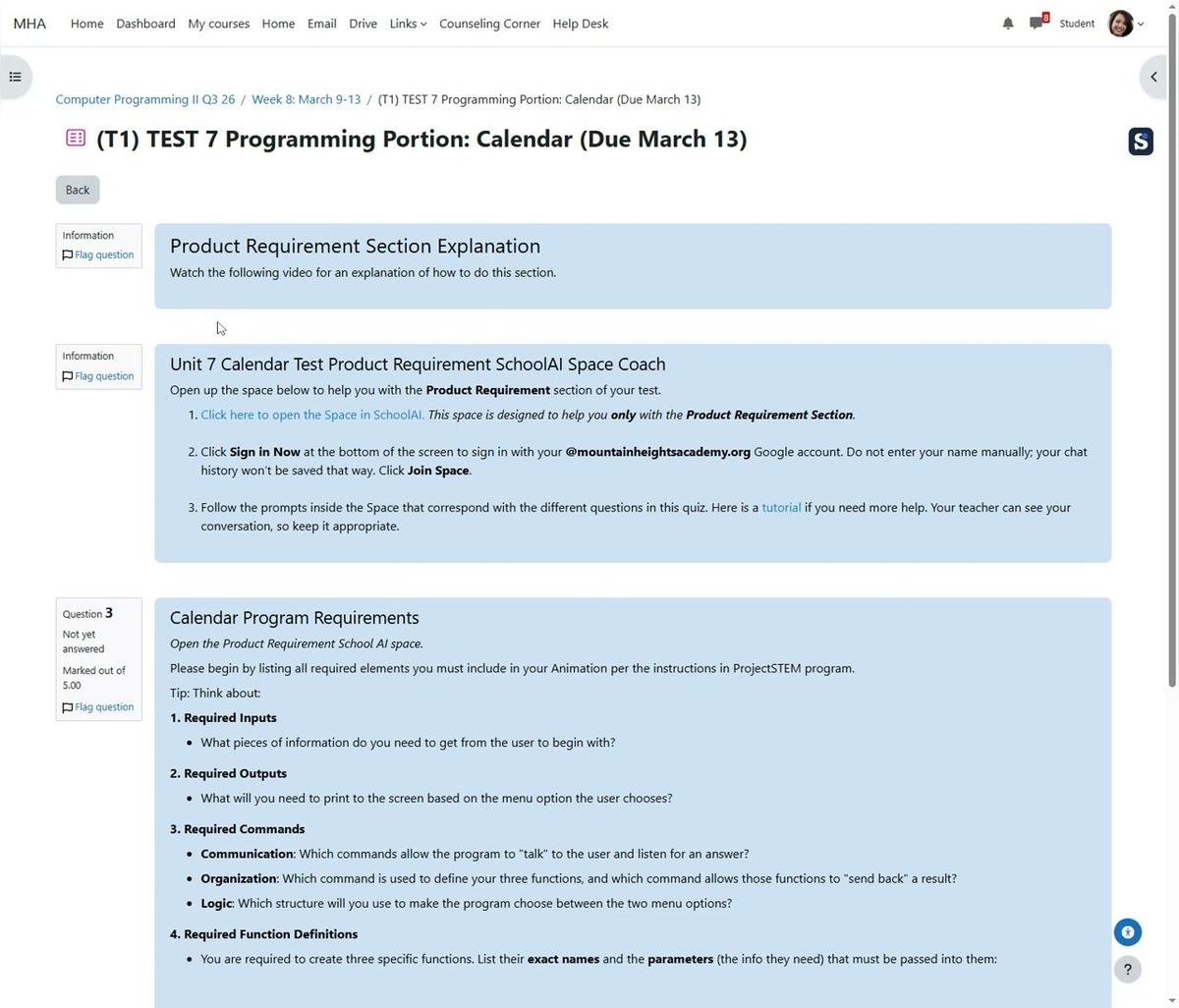 (T1) Unit 7 Tes Product Requirement Explanation