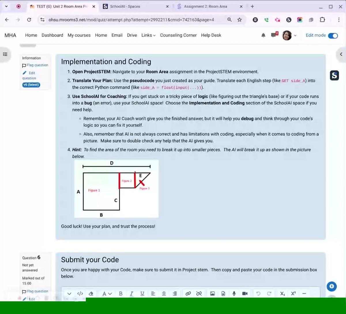 (G) Room Area Implementation and Coding Explanation