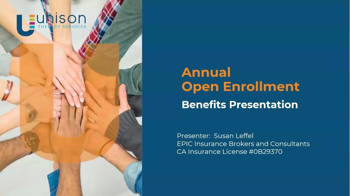 Unsion Therapy 2026 Open Enrollment Meeting