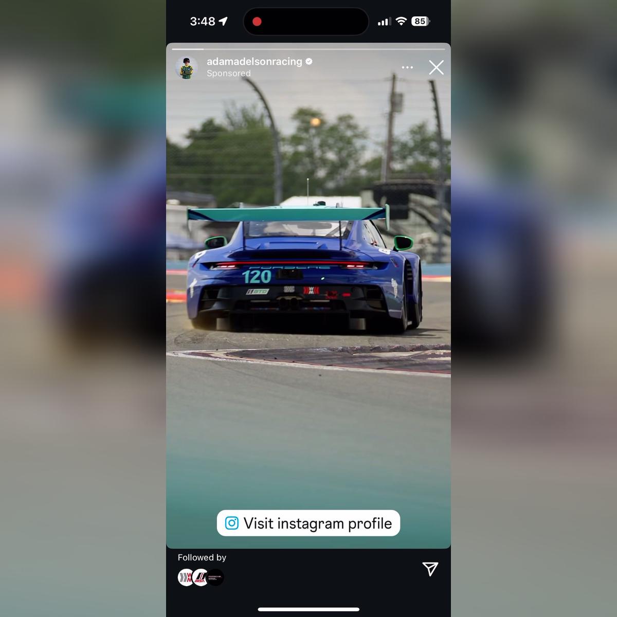 Peak adamadelsonracing IG Story 4