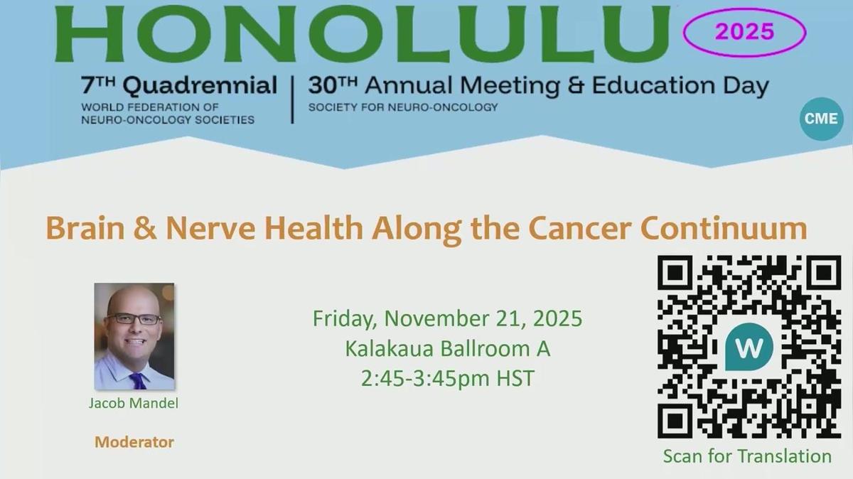 Brain &amp; Nerve Health Along the Cancer Continuum - 14.45-15.45