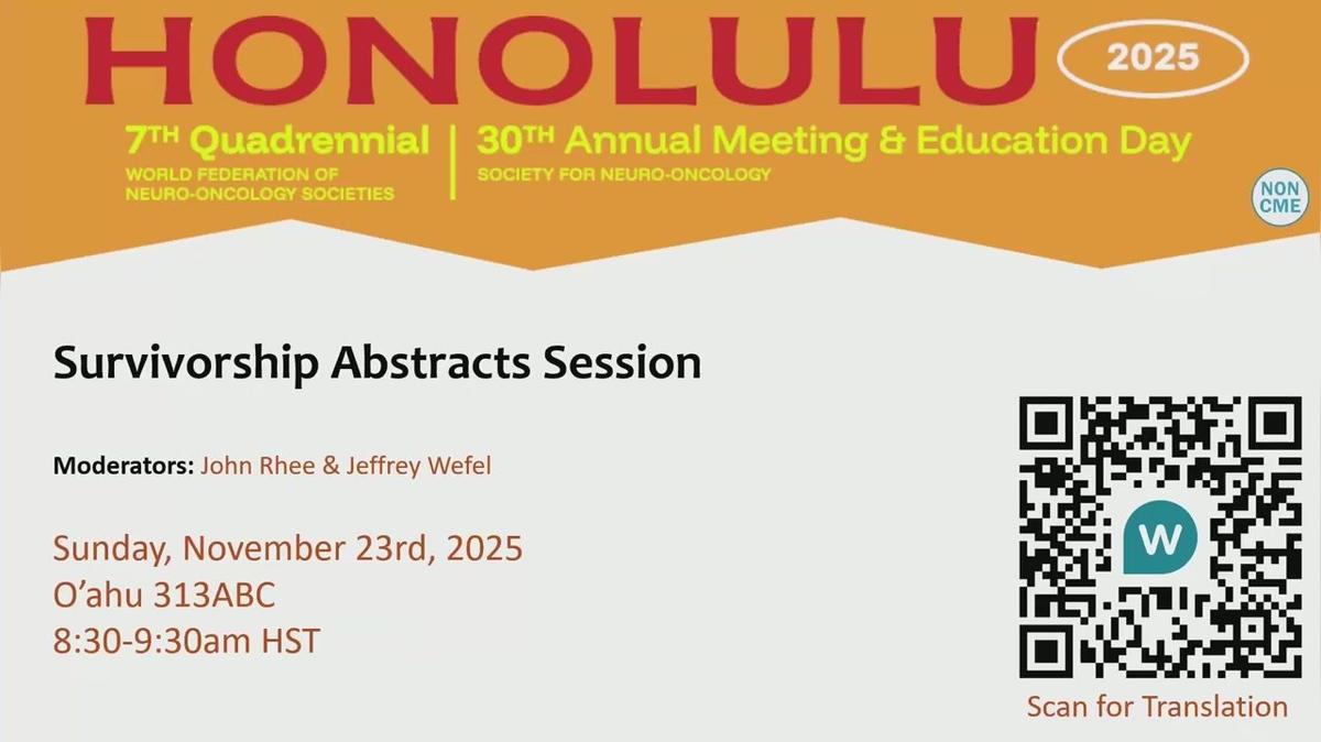 Survivorship Abstracts Session - 8.30-9.30