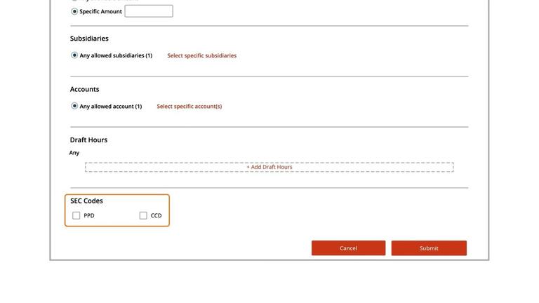 Allowed Actions: SEC Codes