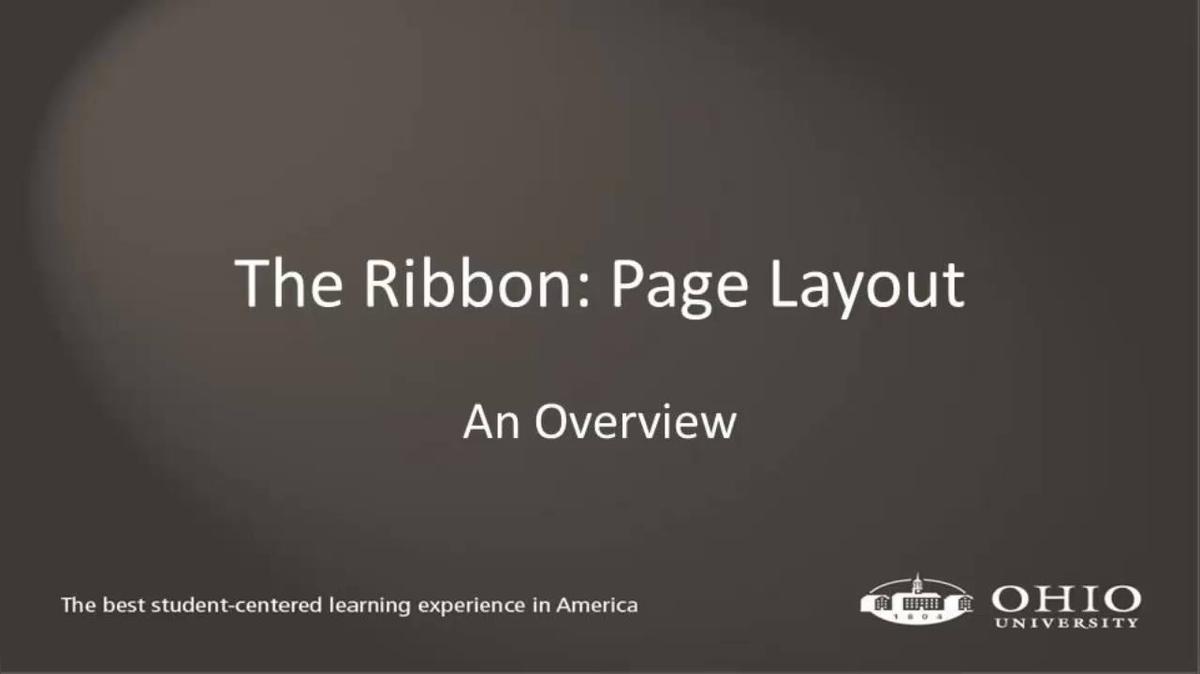 Module 09: The Ribbon Page Layout - Overview