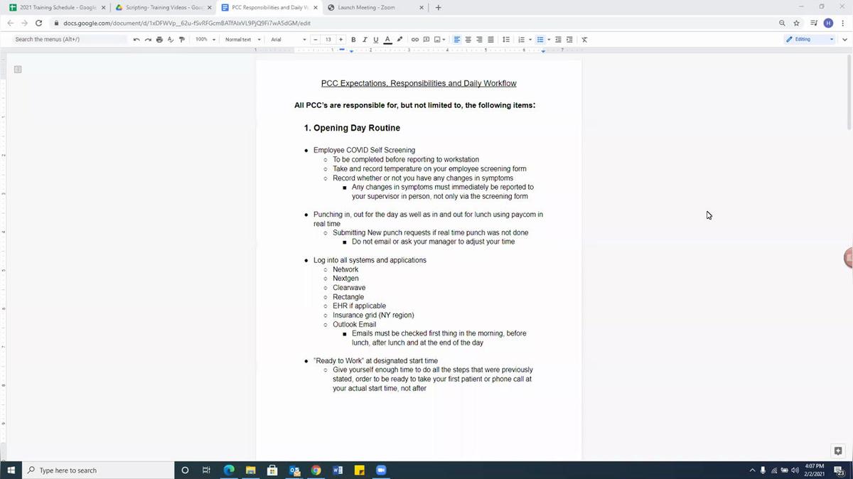 PCC Expectations responsibilities and workflow