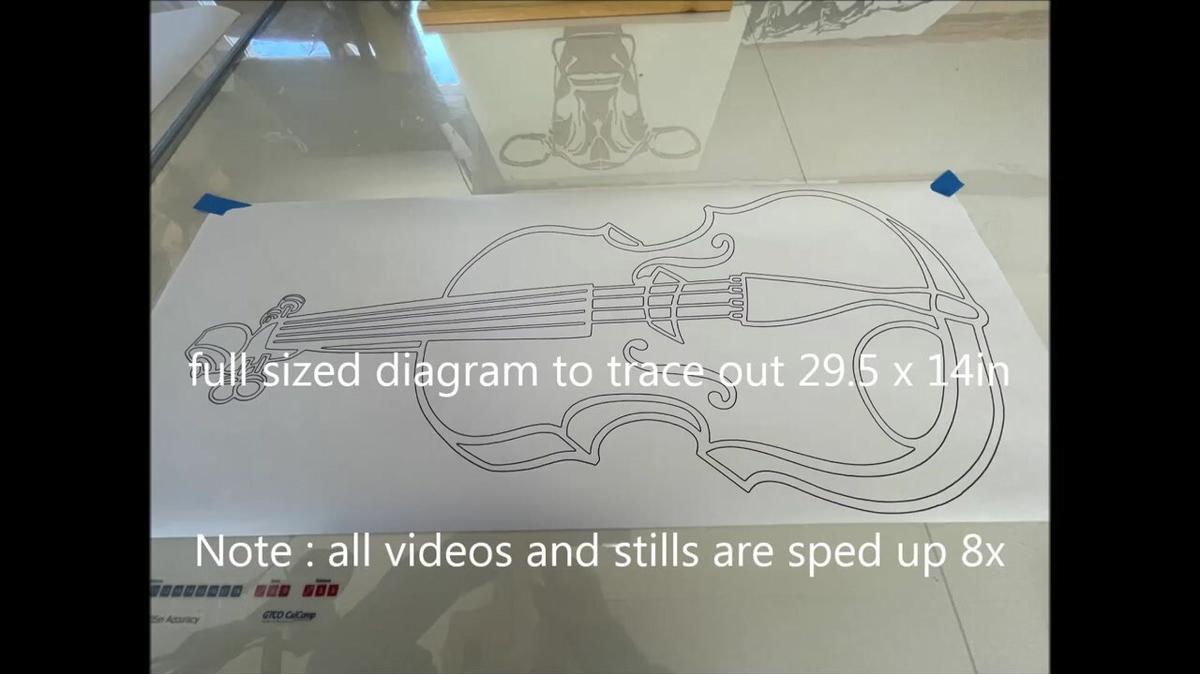 trace out and create a dxf file of a picture of a violin