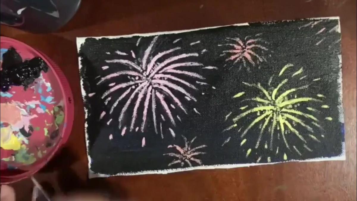 Acrylic painting of fireworks