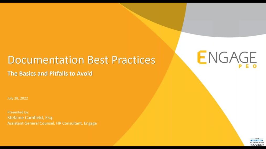 The Engage Monthly HR Webinar - Documentation Best Practices