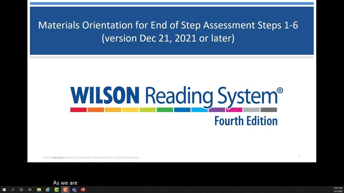 Update! WRS Steps 1-6 End-of-Step Assessment