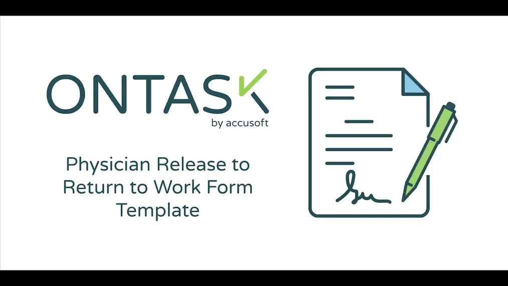 Physician Release to Return to Work Form