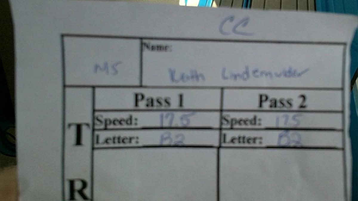 Keith Lindemulder M5 Round 1 Pass 1