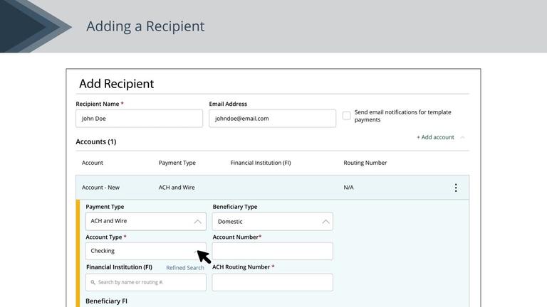 Recipient Setup - ACH and Wire