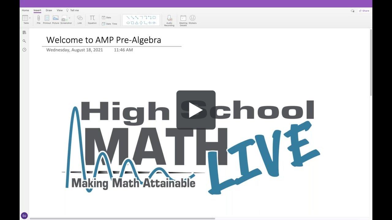 AMP Pre-Algebra 1.2 | High School Math Live