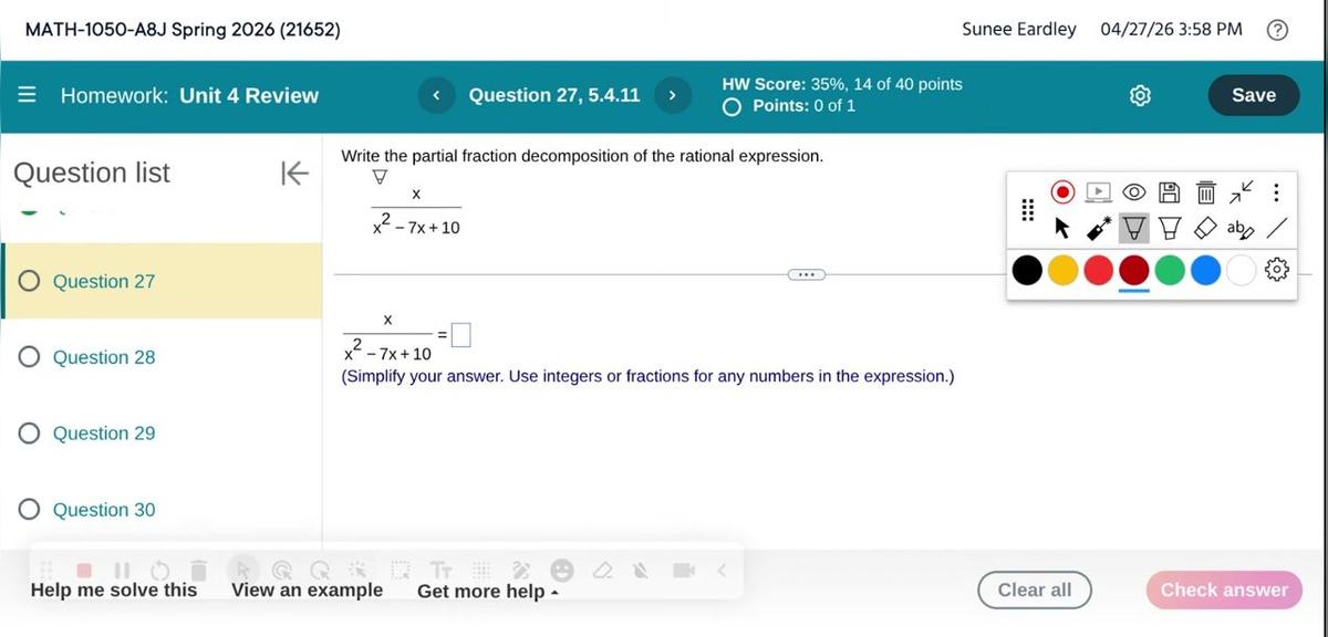 Math 1050 Unit 4 Review #27