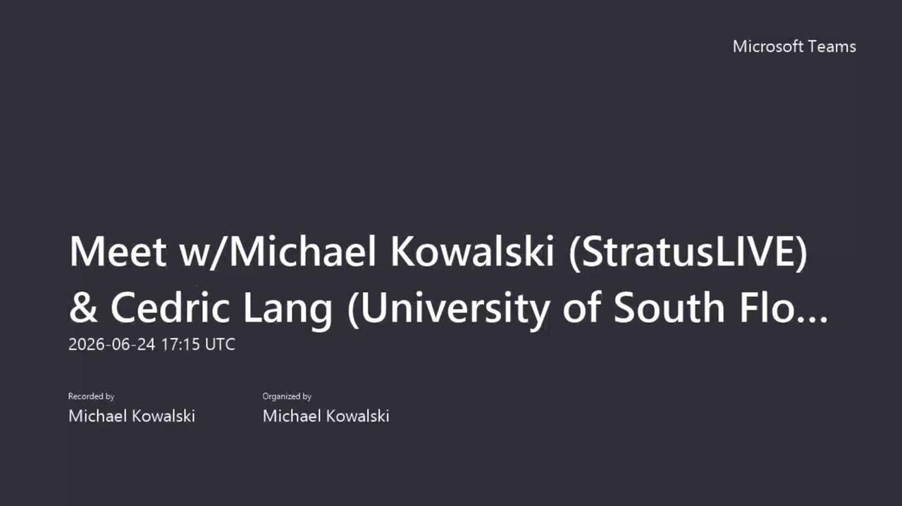 StratusLIVE  and University of South Florida with Cedric Lane