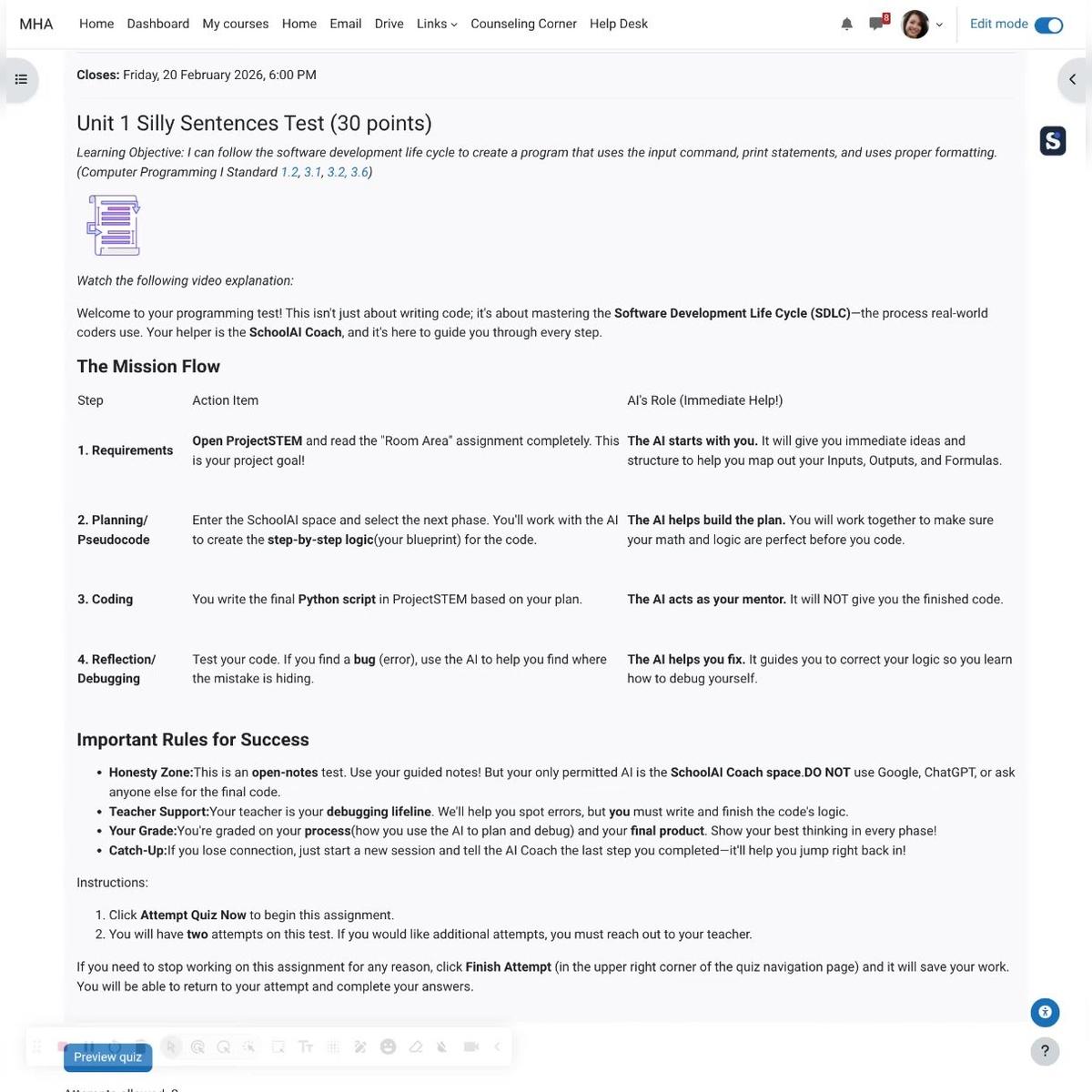 T1 Computer Programming Silly Sentences Test Explanation