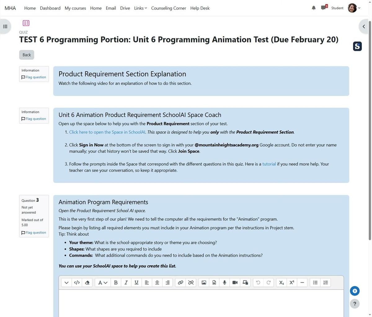 (T1)  Unit 6 Product Requirement Explanation