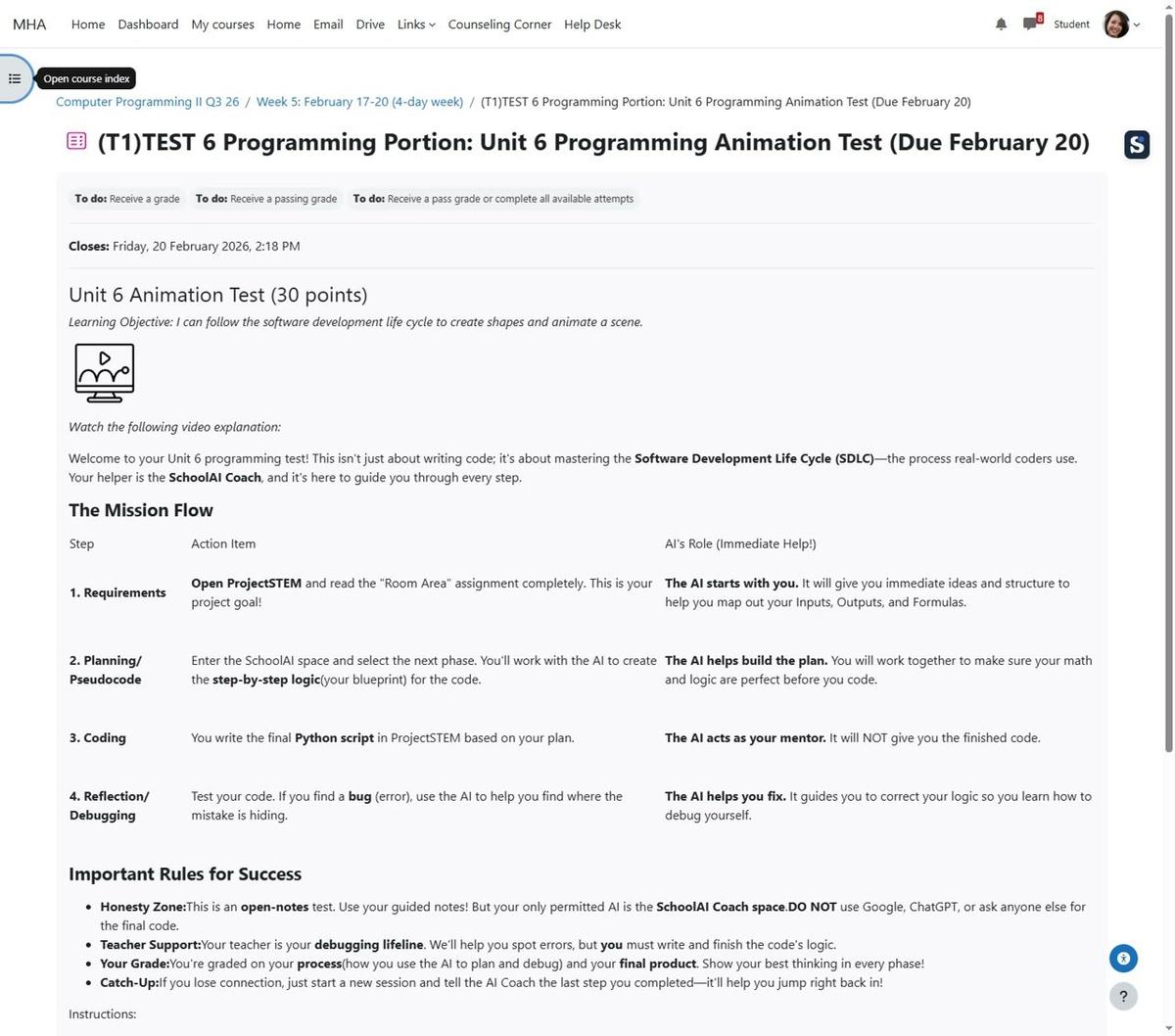 (T1)TEST 6 Programming Portion Instructions