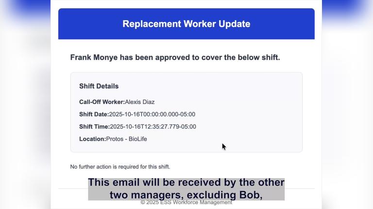 8. Replacement worker update to other managers