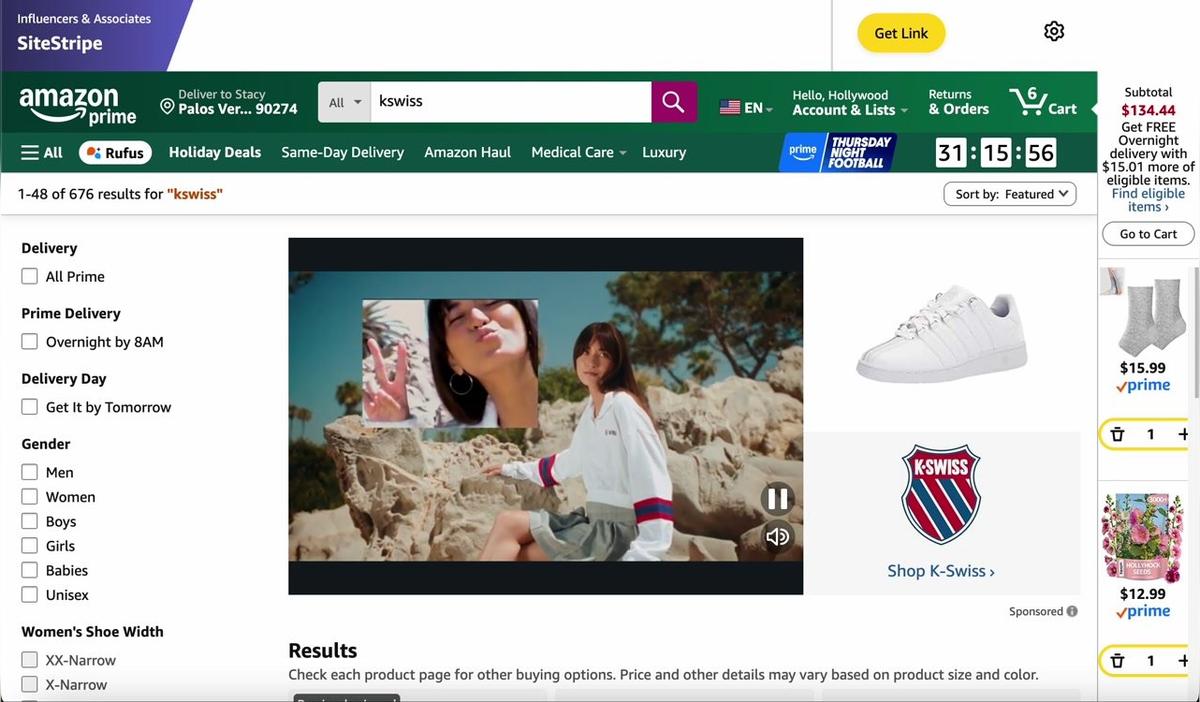 Kswiss Amazon Ad Example