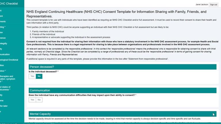 Digital CHC - Assessment - Mental Capacity and Consent