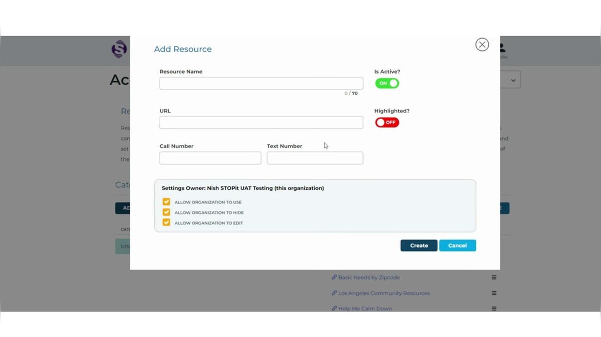 STOPit How to Create Categories for Resources