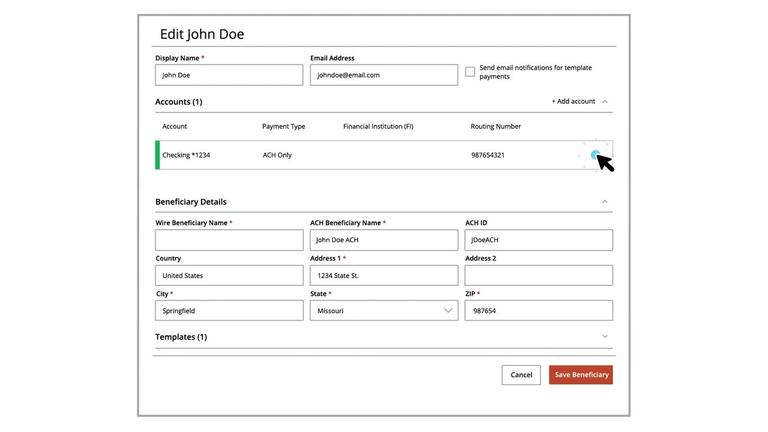 Editing or Deleting a Beneficiary