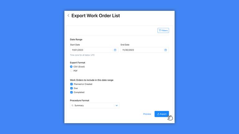 Exporting Work Order Data (SPA)