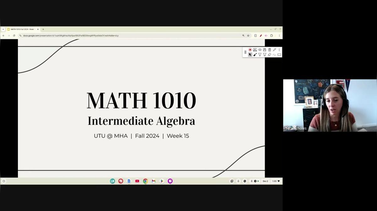 MATH 1010 Fall 2024 - Week 15 Live Session