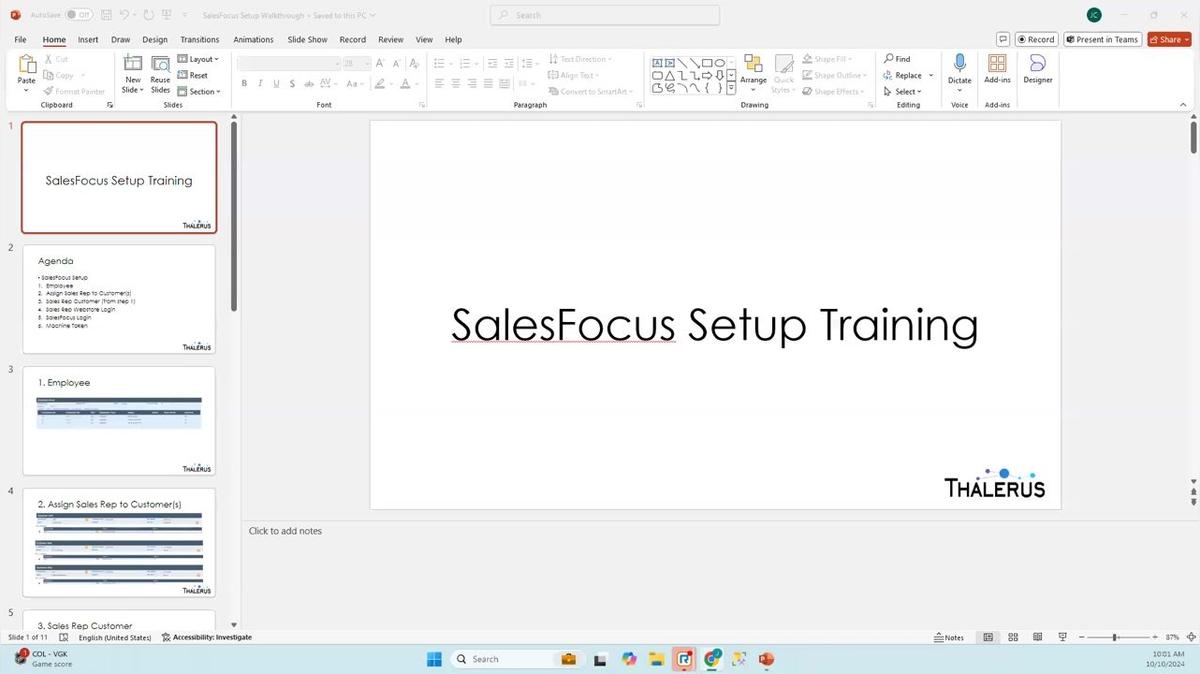 SalesFocus Setup Training (Joshua)