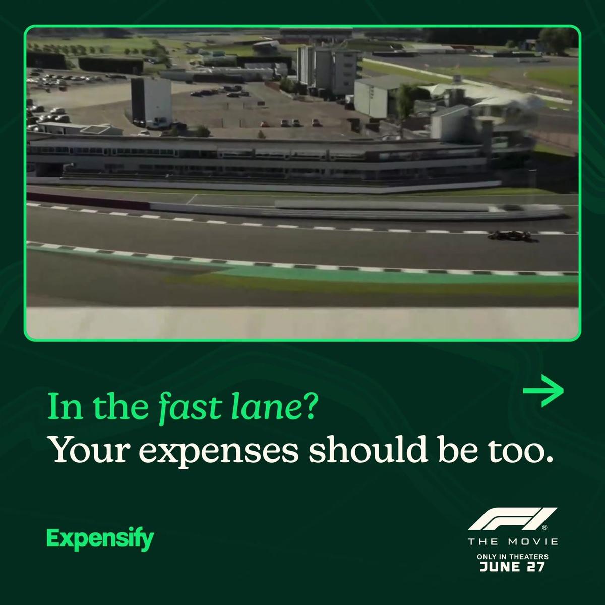 Expensify F1 the Movie Paid Social Media Post/Paid Ad 6.26.25