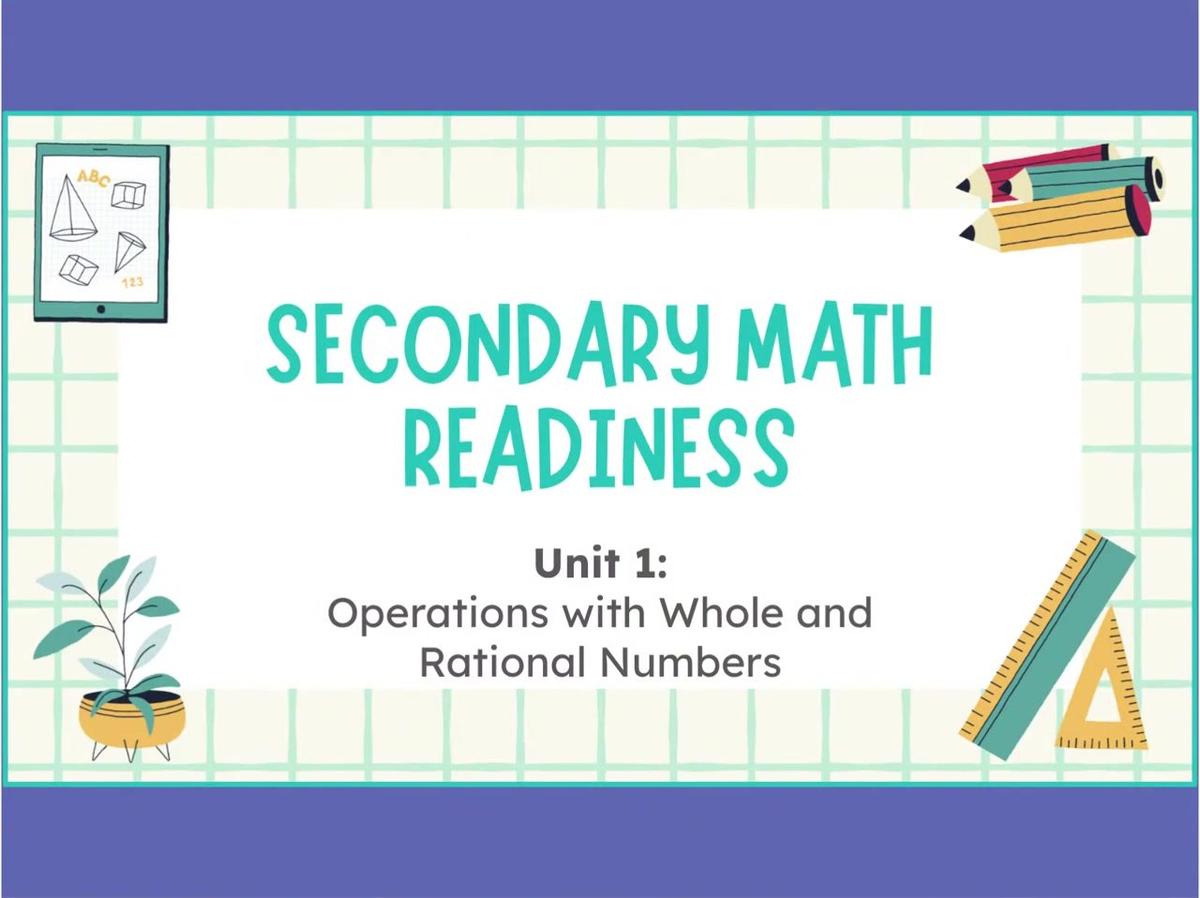 Secondary Math Readiness - 1.3 1-Digit and Multi-Digit Subtraction 1
