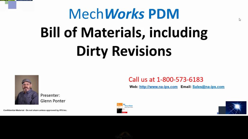 MechWorks PDM - Bill of Materials and Dirty Revisions